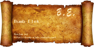 Bumb Elek névjegykártya